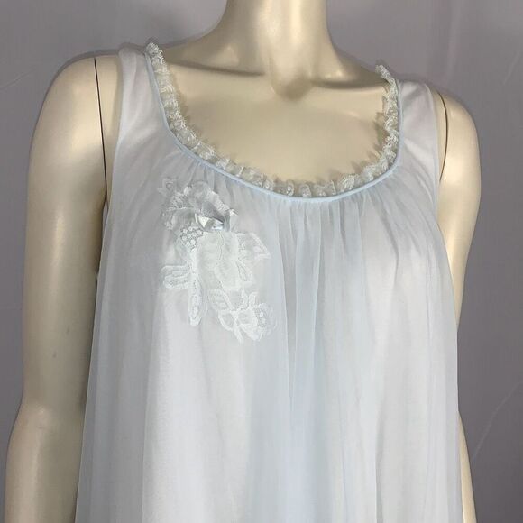 Vintage 1960s Pale Powder Blue Sheer Babydoll Nightgown | Small | by Vanity Fair - Picture 3 of 16